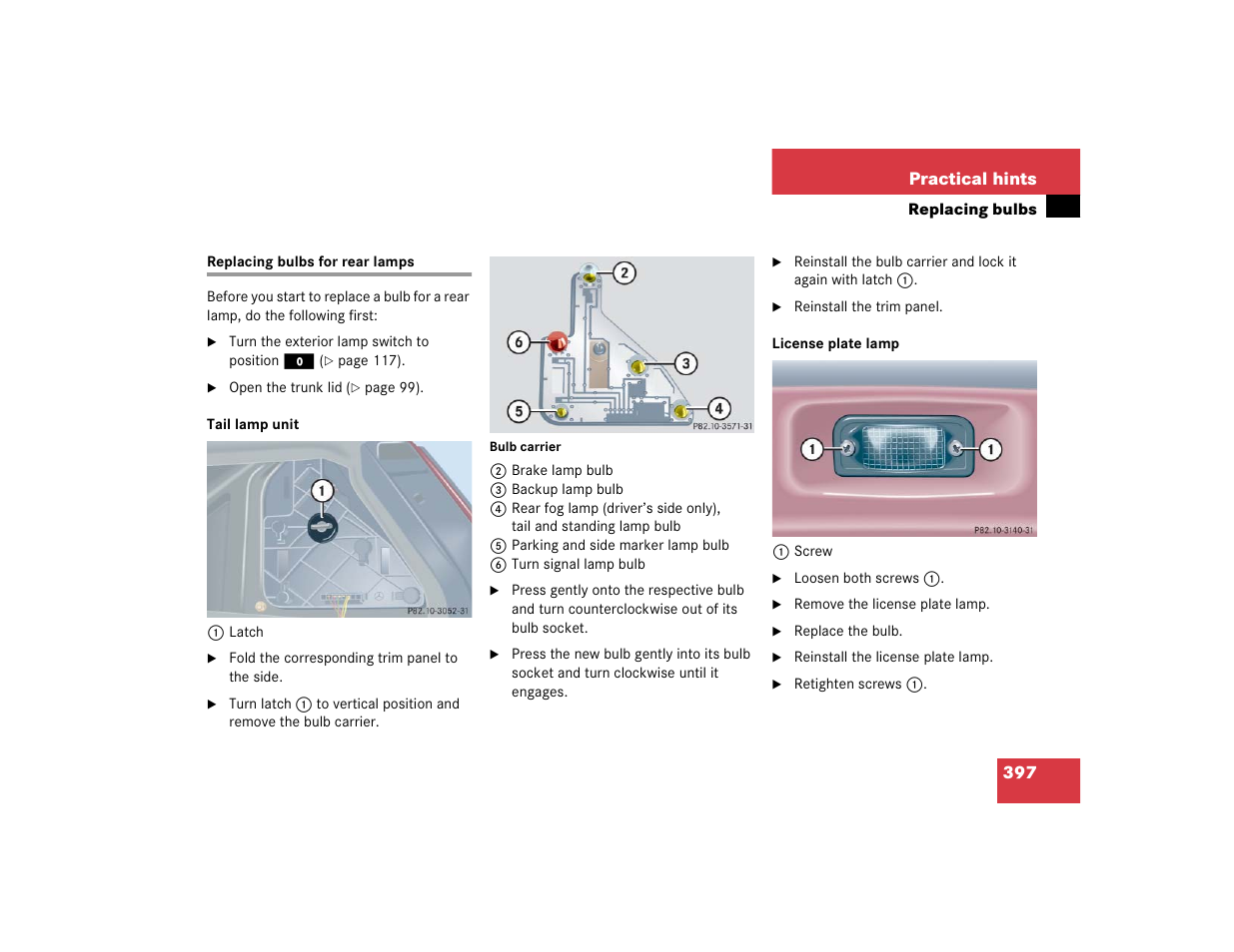 397 practical hints | Mercedes-Benz 2005 C 320 Sport User Manual | Page 399 / 482