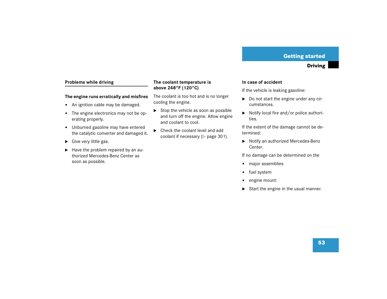 53 getting started | Mercedes-Benz 2005 C 320 Sport User Manual | Page 55 / 482