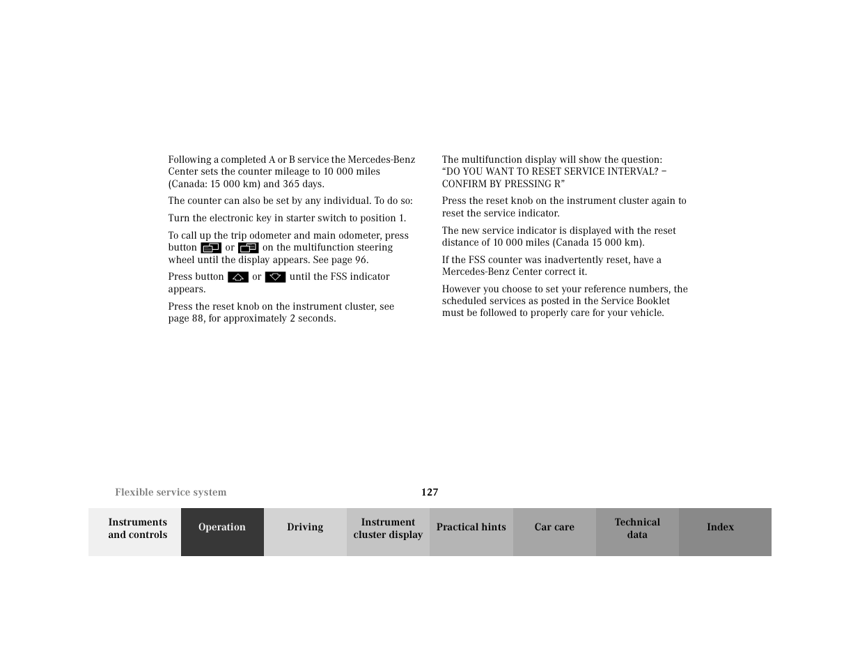 Para - press button | Mercedes-Benz 2001 C 320 User Manual | Page 136 / 381