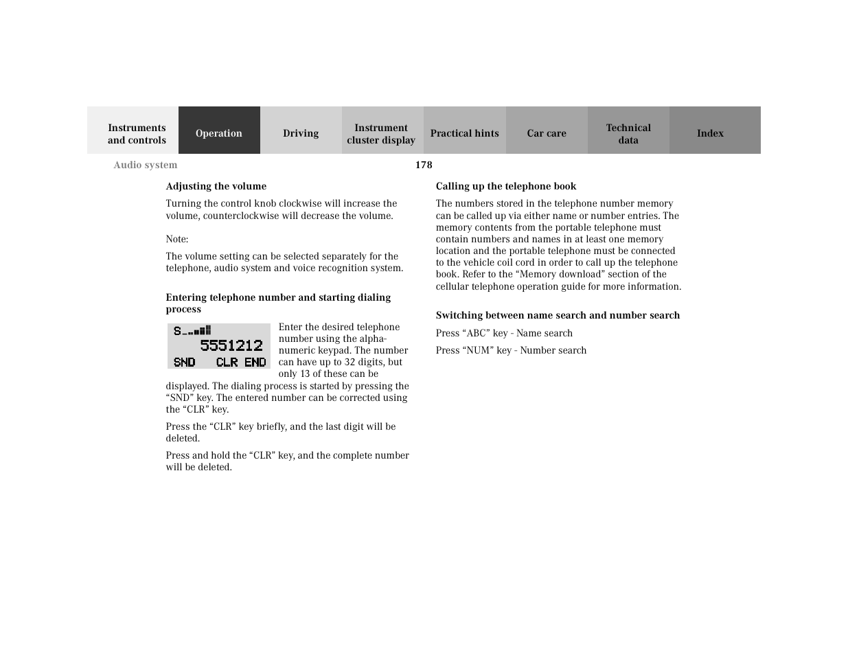 Subsection, Title, Marker | Note - note, Blocktitle - note, Para - <graphik, Symbol - <graphik, Para - press the, Para - press and hold the, Subsection - calling up the phone book | Mercedes-Benz 2001 C 320 User Manual | Page 187 / 381