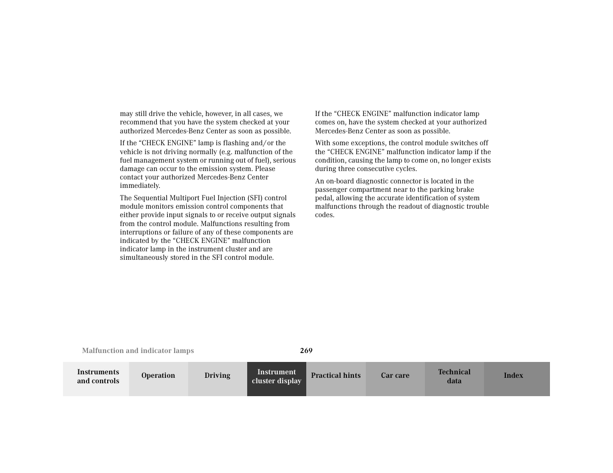 Para - if the | Mercedes-Benz 2001 C 320 User Manual | Page 278 / 381