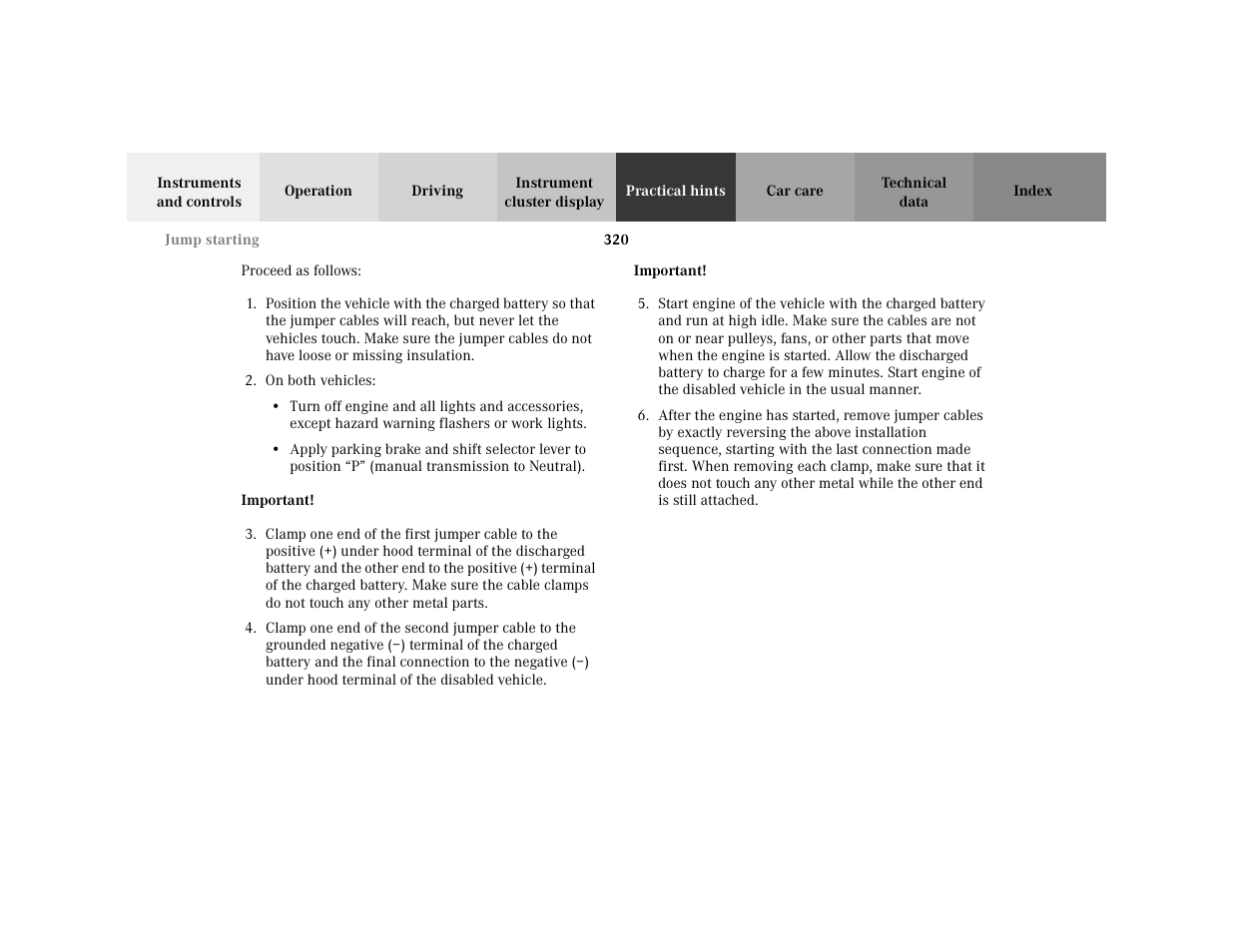 Para - proceed as follows, Item - 2. on both vehicles, Important - important | Blocktitle - important | Mercedes-Benz 2001 C 320 User Manual | Page 329 / 381