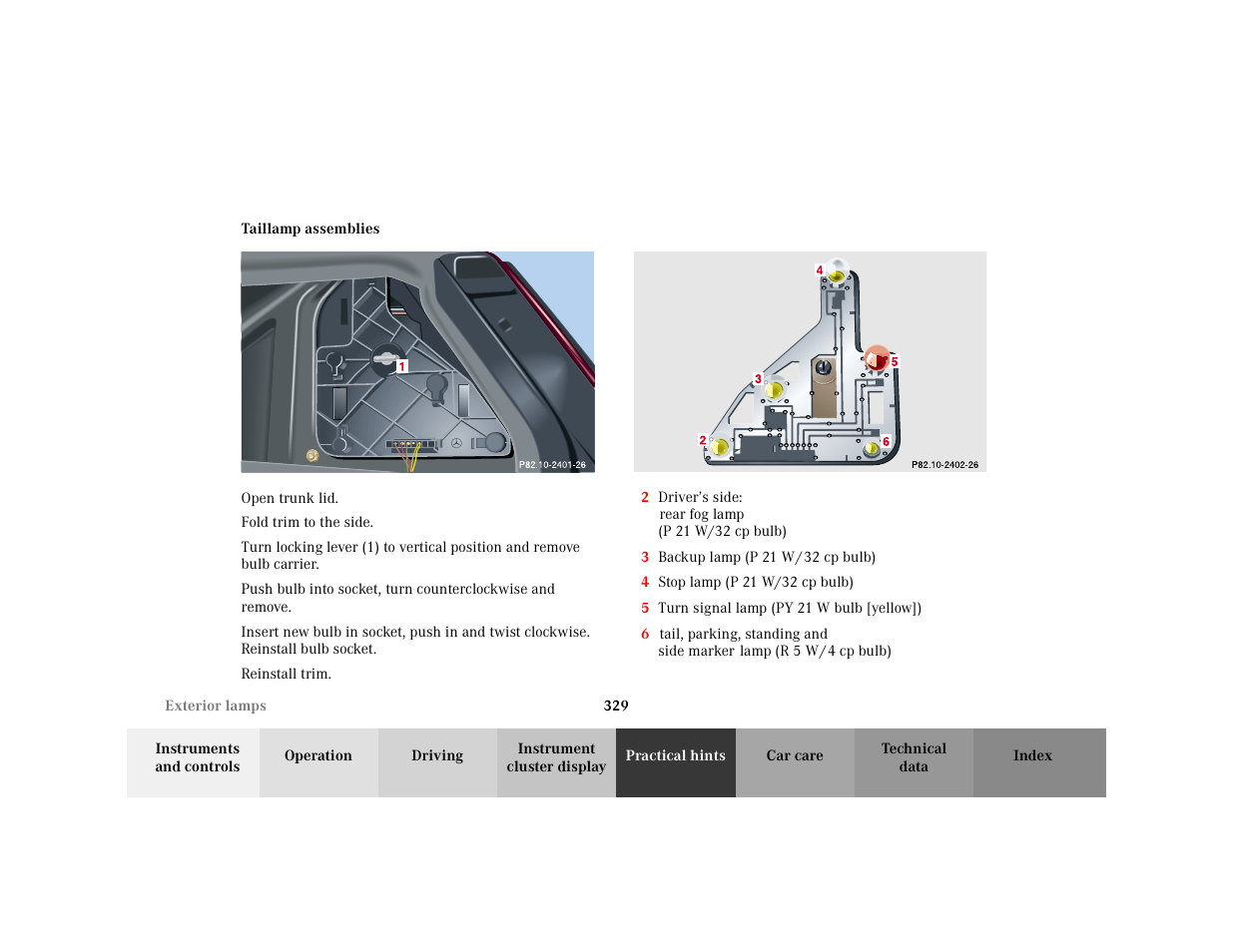 Subsection - p82.10-0917-26, Title - p82.10-0917-26, Marker - p82.10-0917-26 | Figure - <graphik, Para - open trunk lid, Para - fold trim to the side, Para - reinstall trim, Subsection, Title, Item - 3 backup lamp (p 21 w/32 cp bulb) | Mercedes-Benz 2001 C 320 User Manual | Page 338 / 381