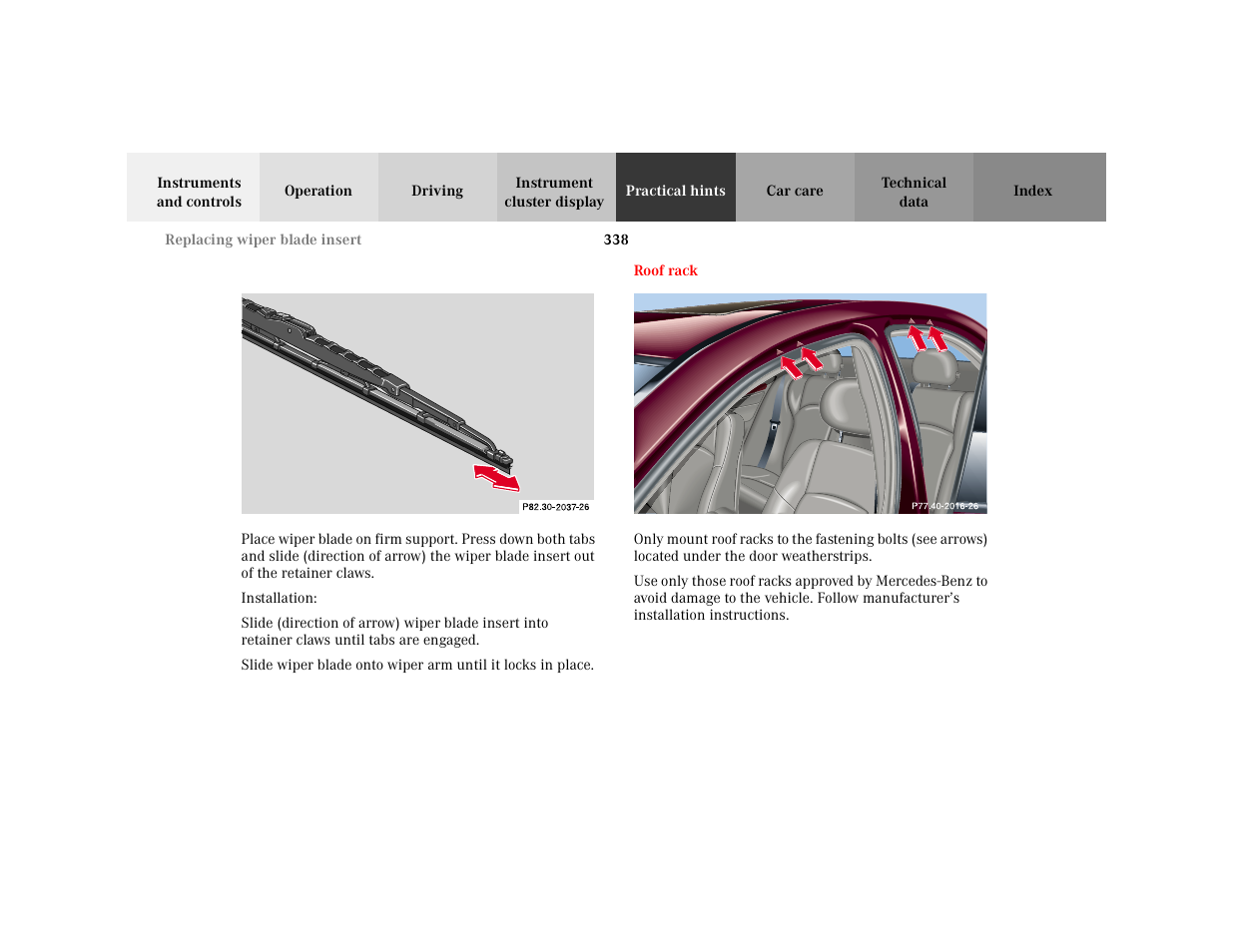 Subsection - p82.30-2037-26, Title - p82.30-2037-26, Marker - p82.30-2037-26 | Figure - <graphik, Para - installation, Section - roof rack, Title - roof rack, Marker - roof rack | Mercedes-Benz 2001 C 320 User Manual | Page 347 / 381