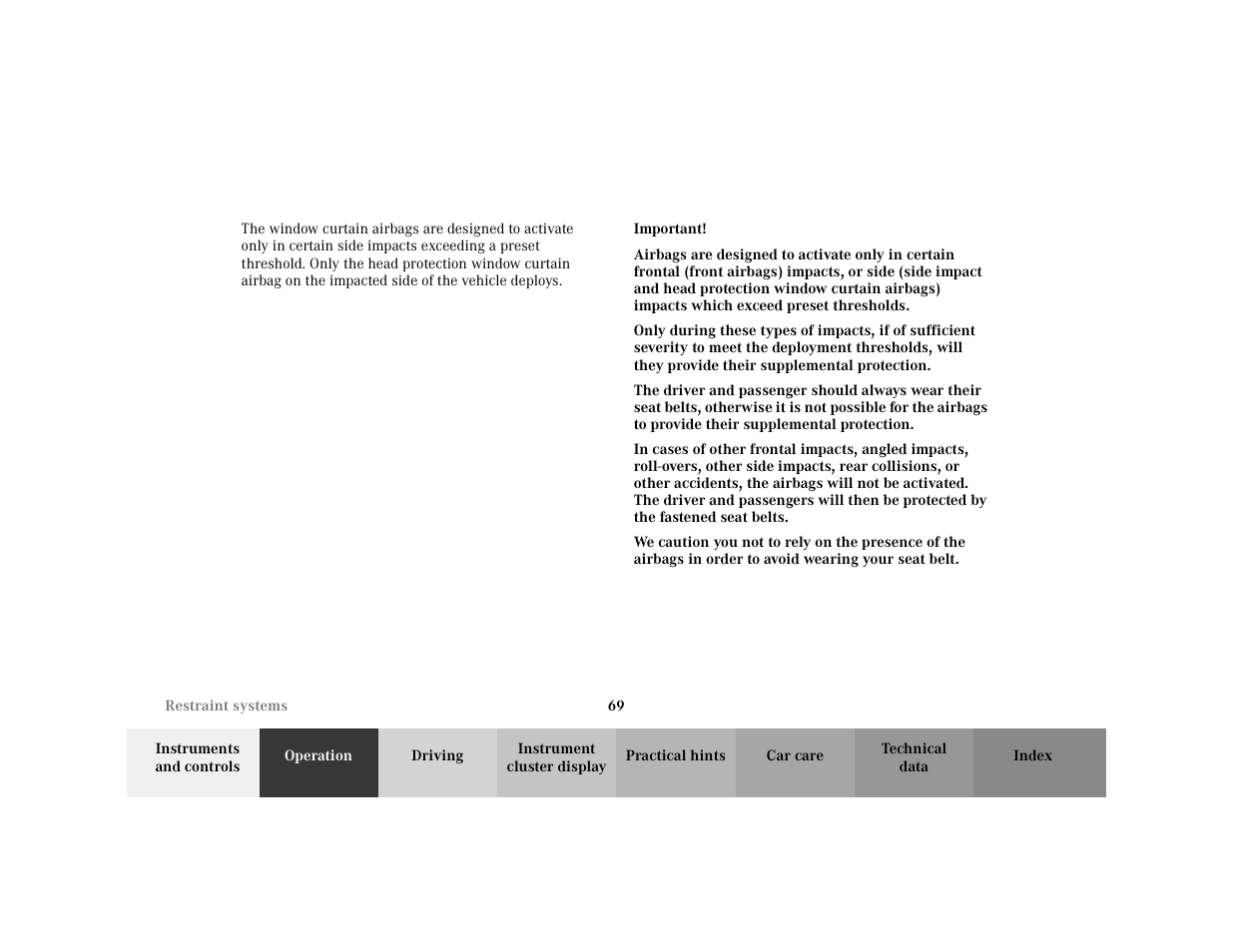 Important - important, Blocktitle - important, Warning - <tabelle | Tbody - <tabellenhaupttext, Row - <tabellenreihe, Entry | Mercedes-Benz 2001 C 320 User Manual | Page 78 / 381