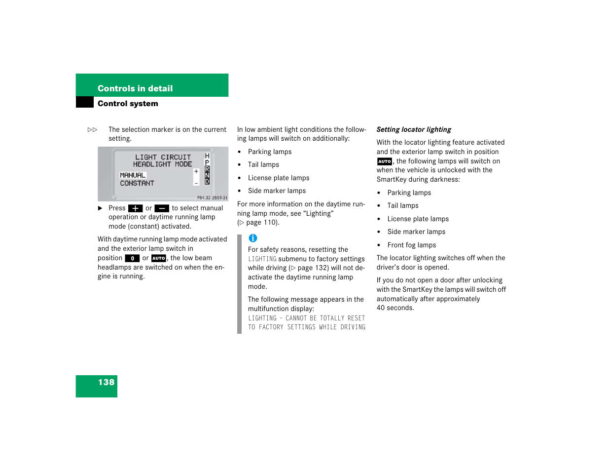 Mercedes-Benz 2005 G 500 User Manual | Page 138 / 416