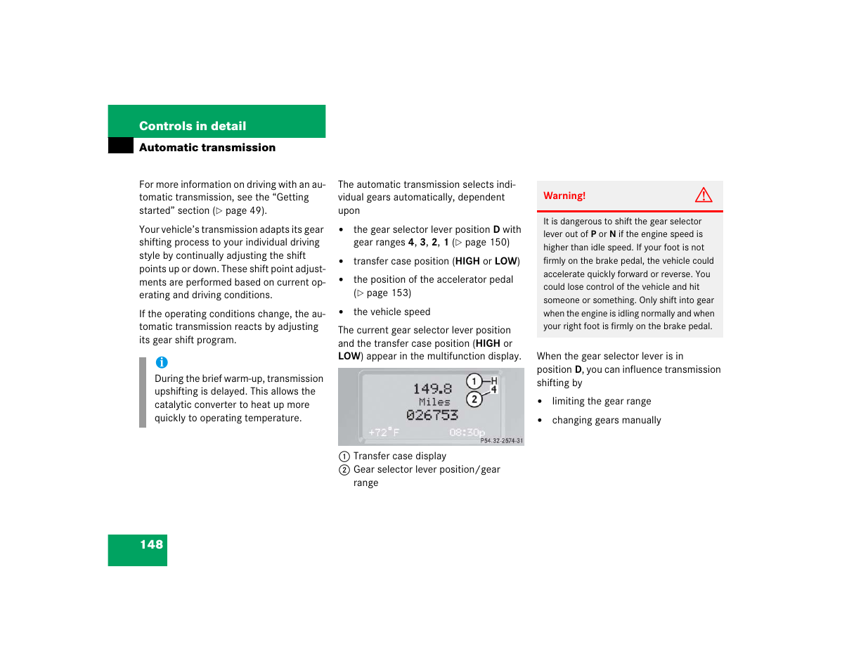 Mercedes-Benz 2005 G 500 User Manual | Page 148 / 416