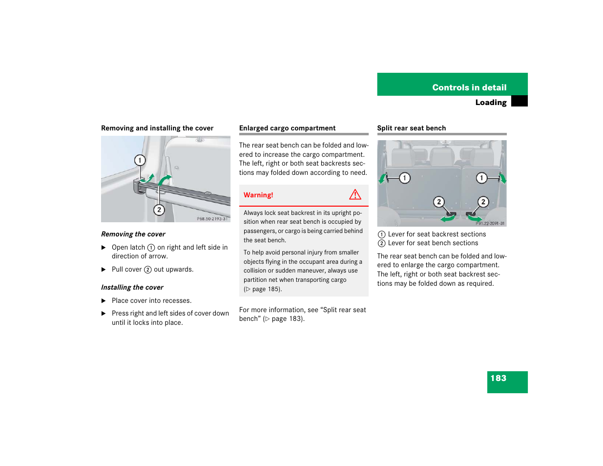 Mercedes-Benz 2005 G 500 User Manual | Page 183 / 416