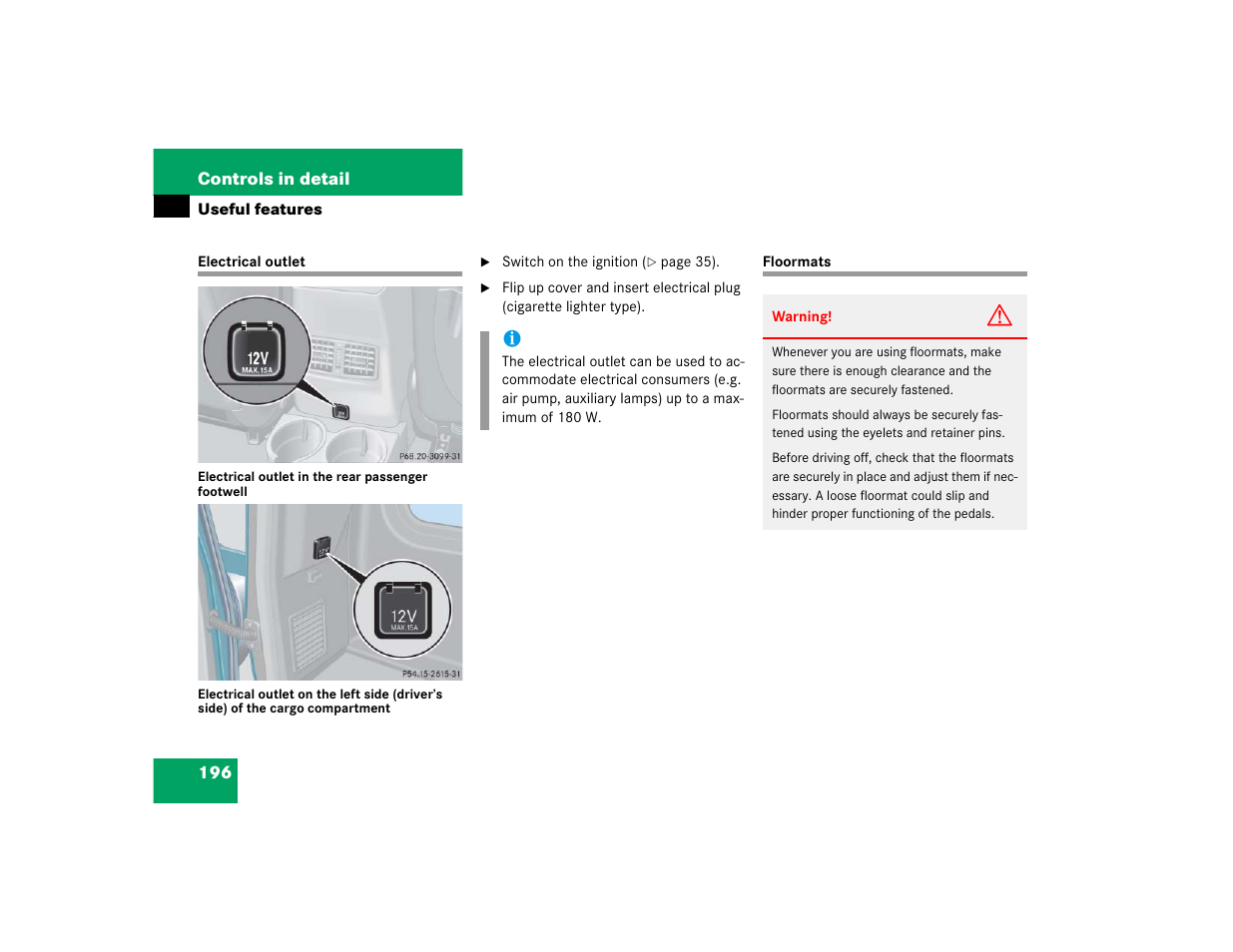 196 controls in detail | Mercedes-Benz 2005 G 500 User Manual | Page 196 / 416