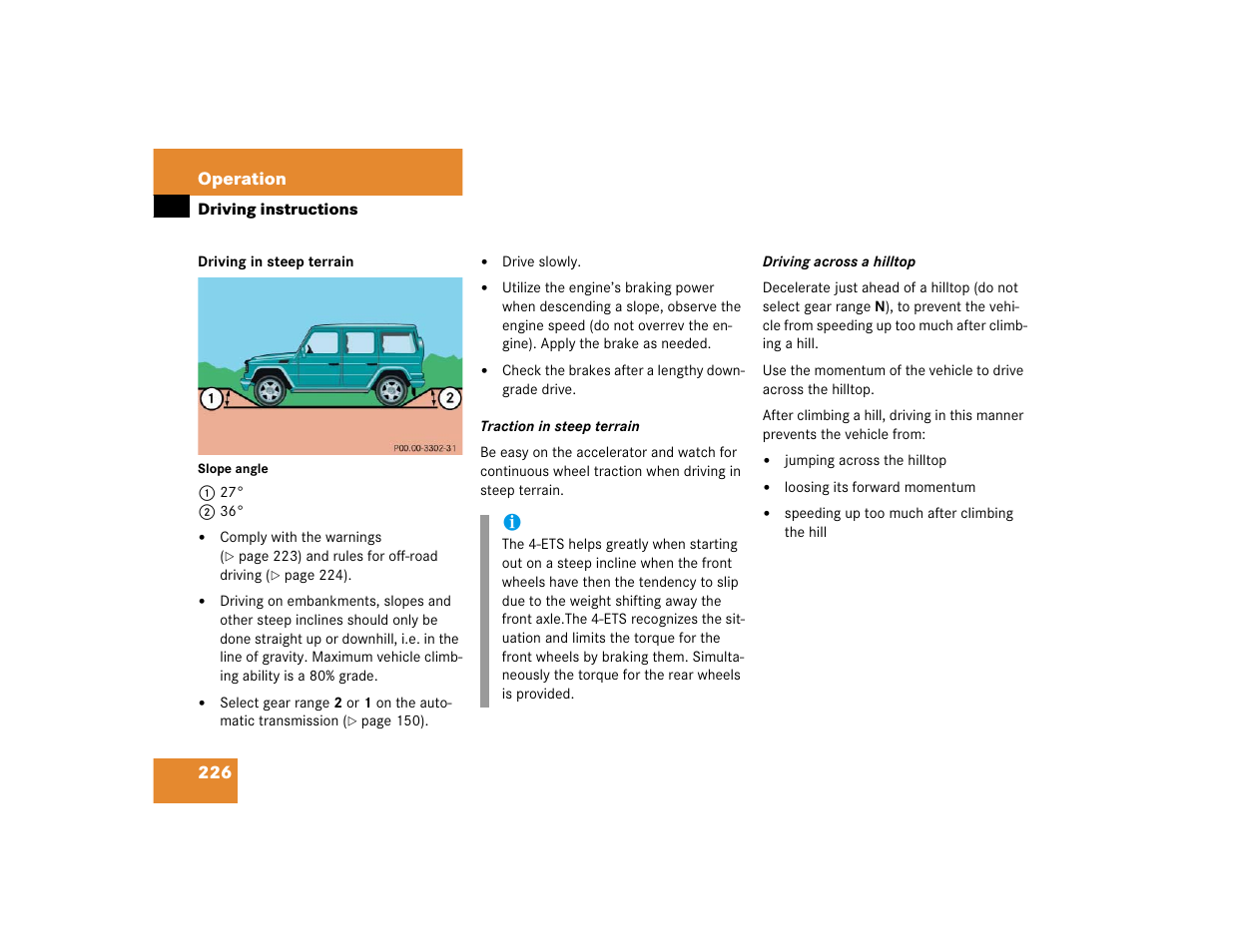 Mercedes-Benz 2005 G 500 User Manual | Page 226 / 416