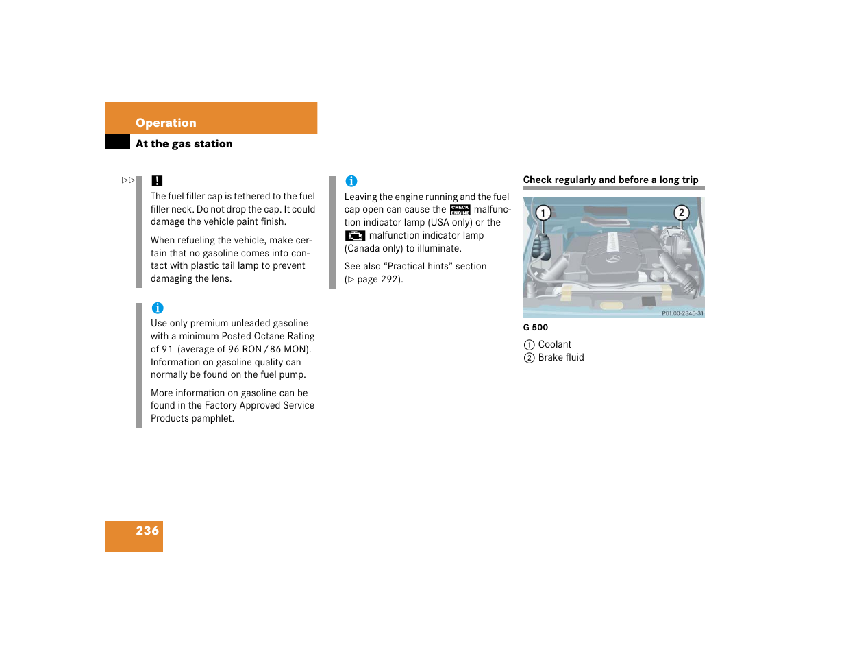 Mercedes-Benz 2005 G 500 User Manual | Page 236 / 416