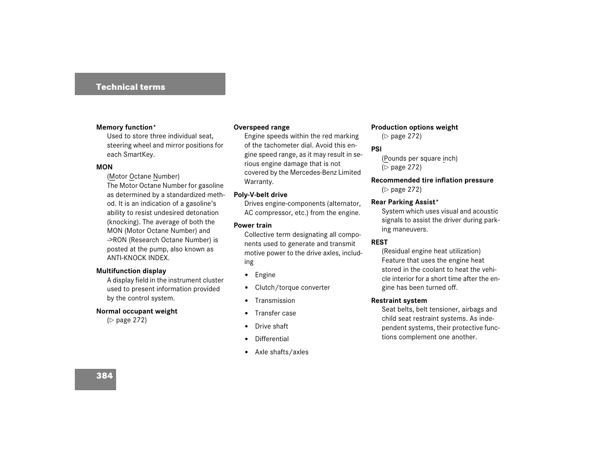 Mercedes-Benz 2005 G 500 User Manual | Page 384 / 416