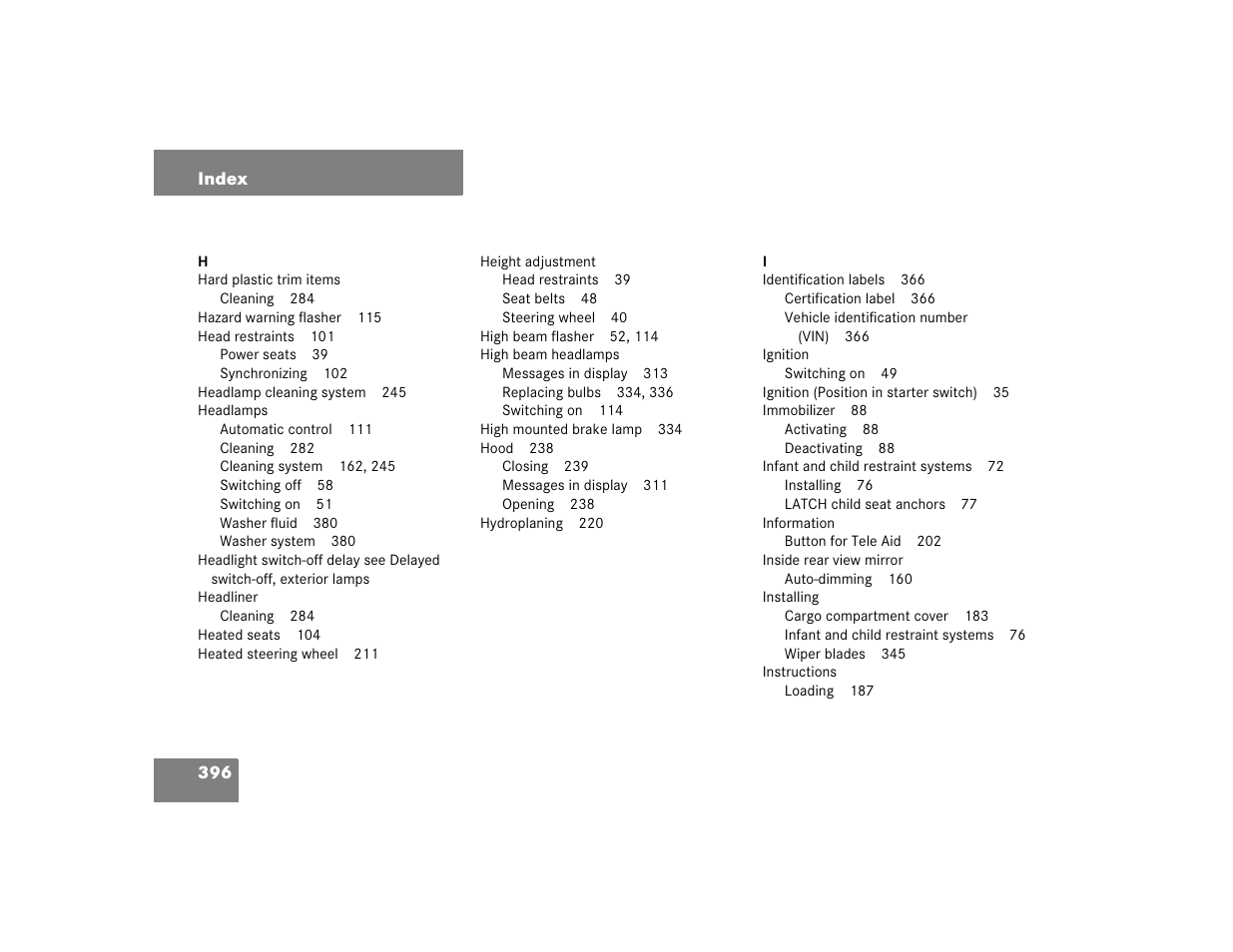 Mercedes-Benz 2005 G 500 User Manual | Page 396 / 416