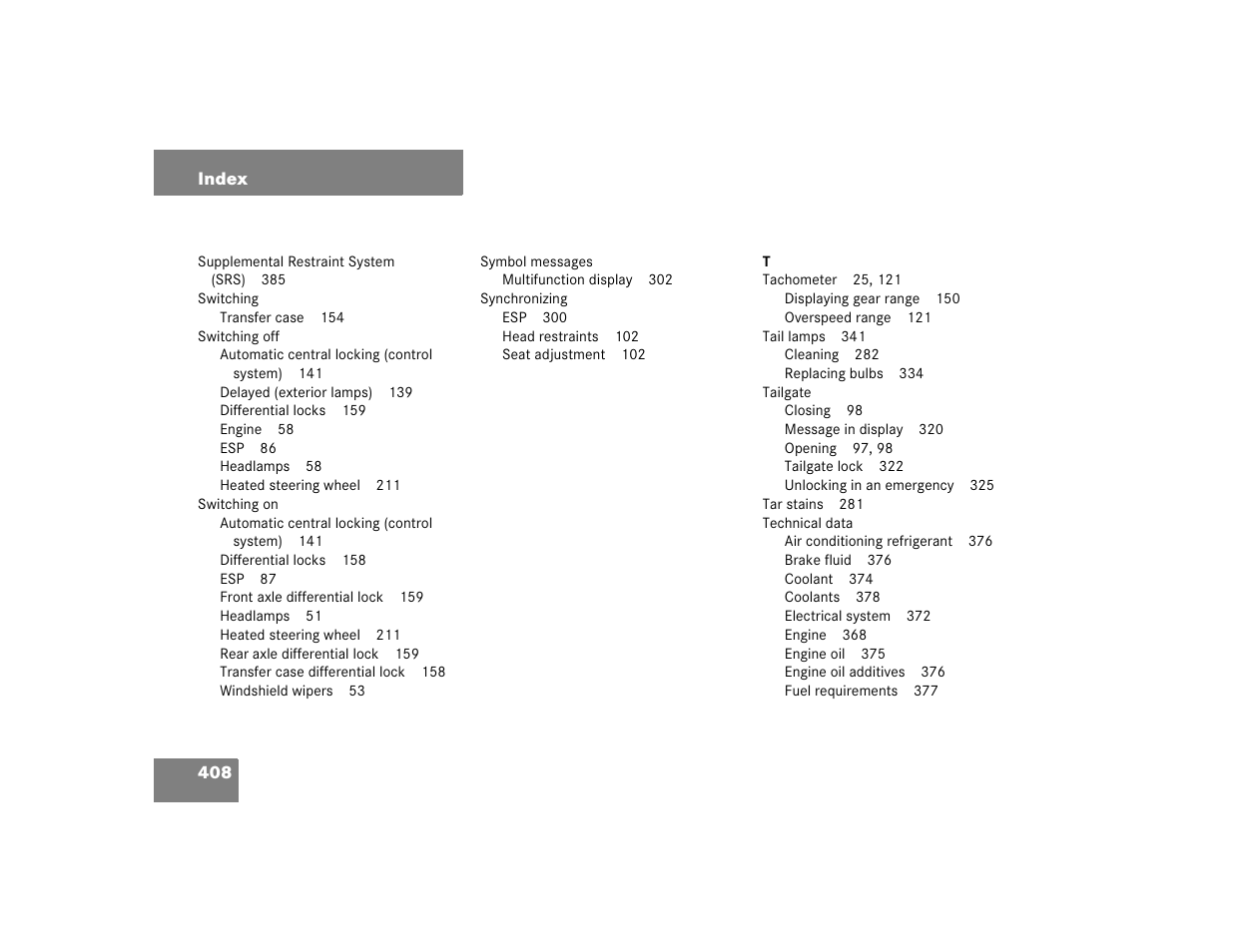 Mercedes-Benz 2005 G 500 User Manual | Page 408 / 416