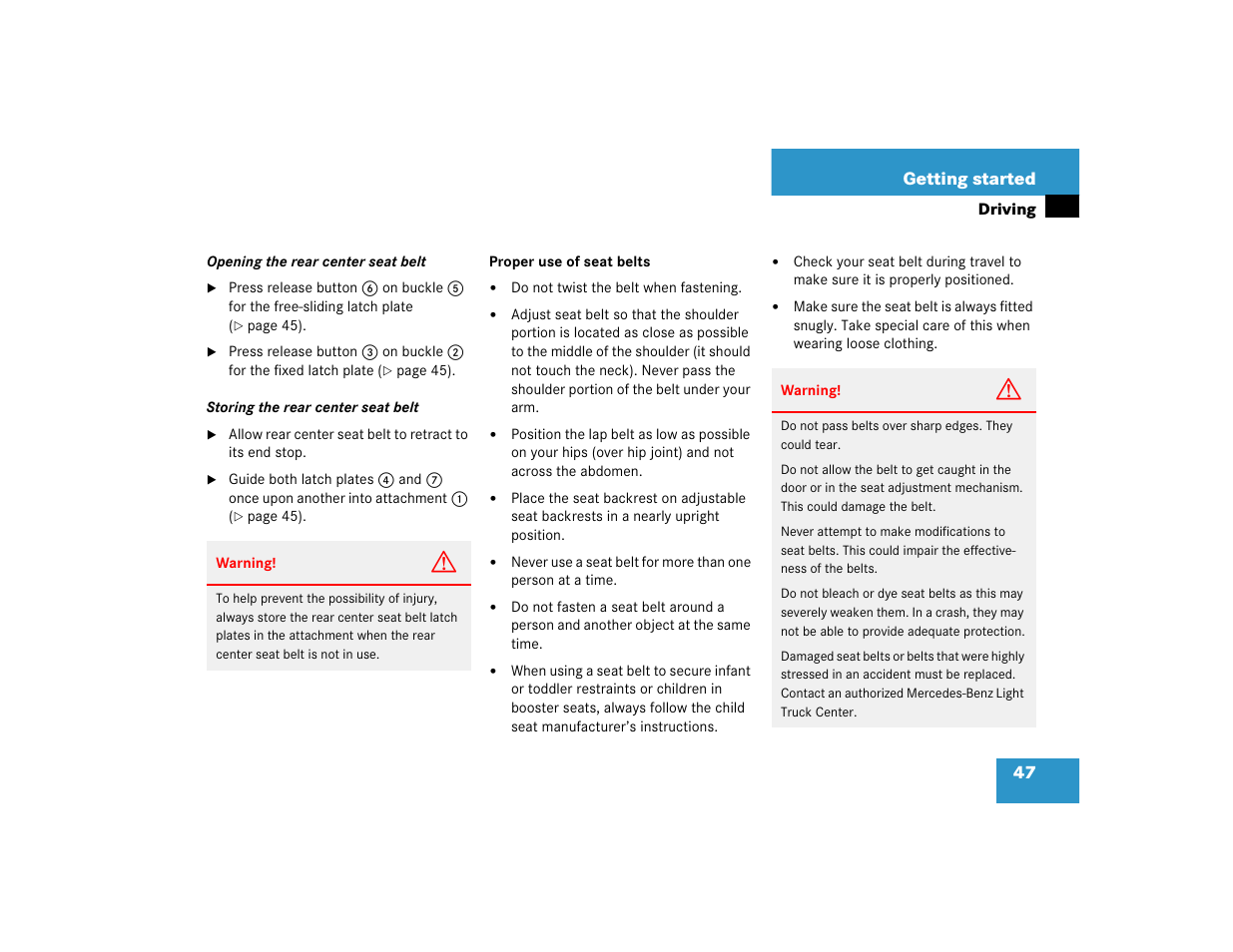 Mercedes-Benz 2005 G 500 User Manual | Page 47 / 416