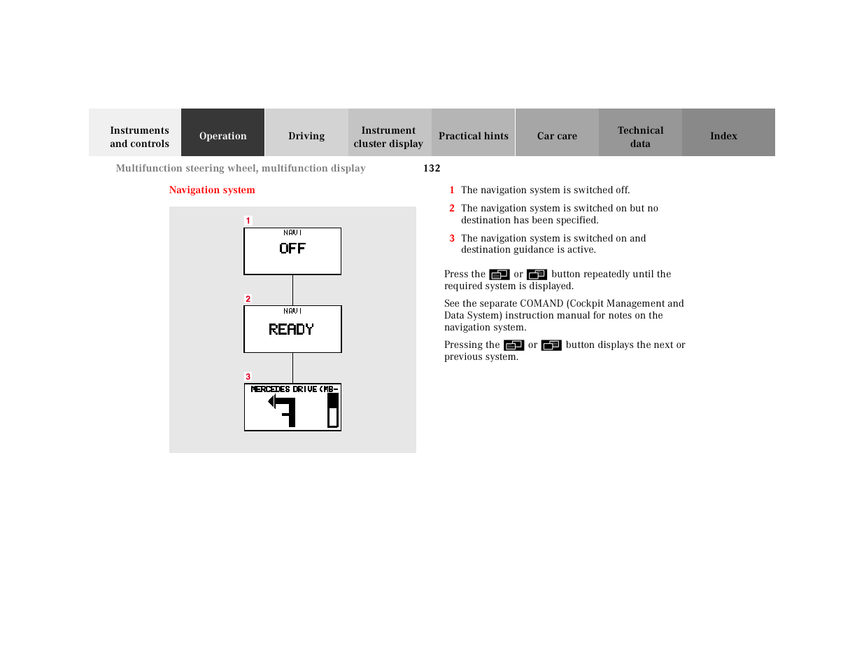 Navigation system | Mercedes-Benz 2001 CL 600 User Manual | Page 135 / 424