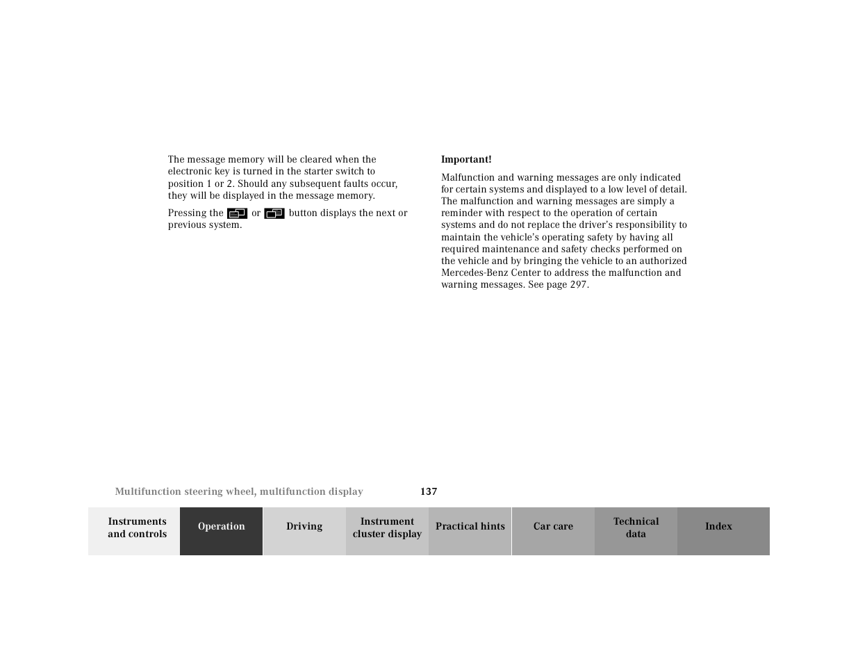 Mercedes-Benz 2001 CL 600 User Manual | Page 140 / 424