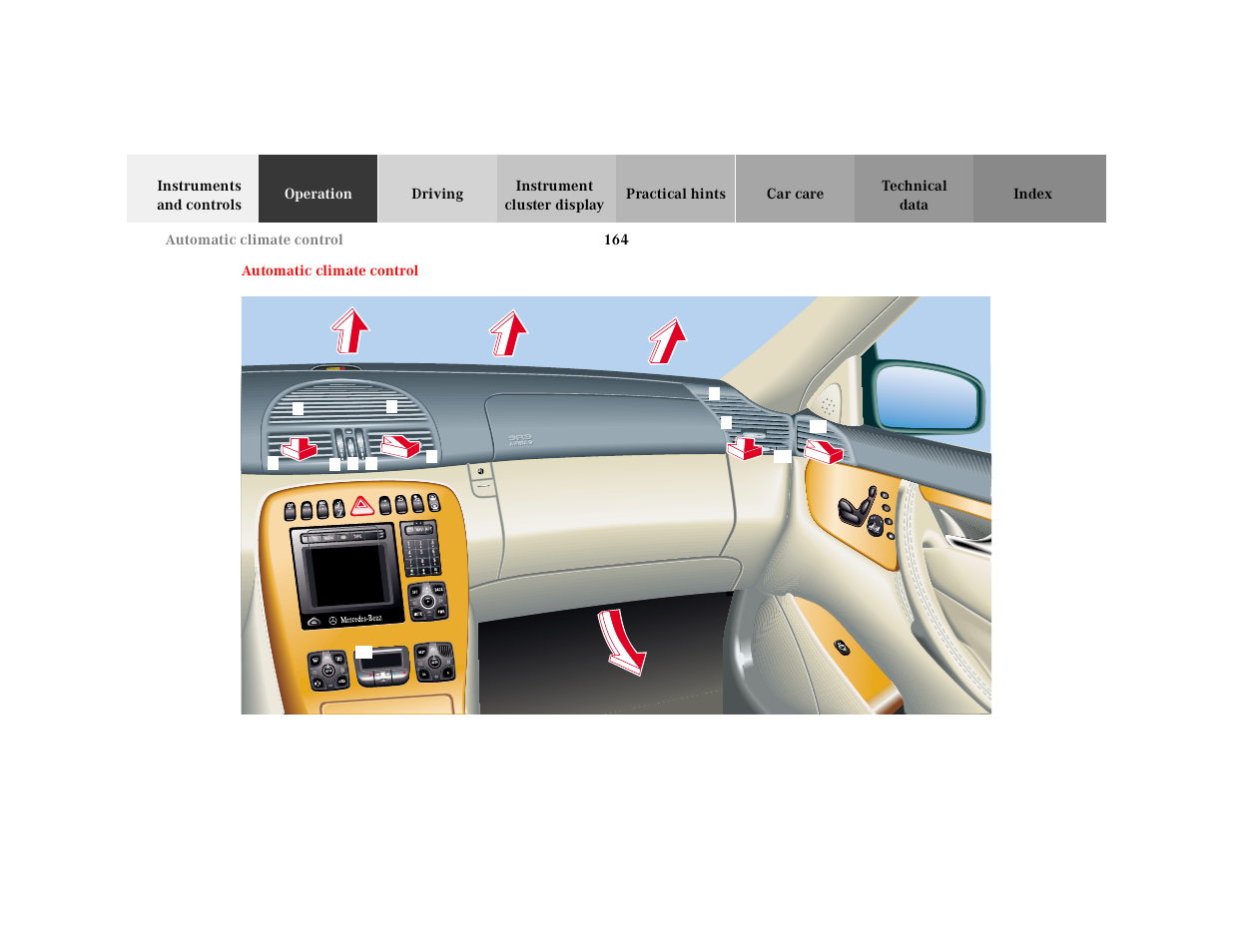 Automatic climate control | Mercedes-Benz 2001 CL 600 User Manual | Page 167 / 424