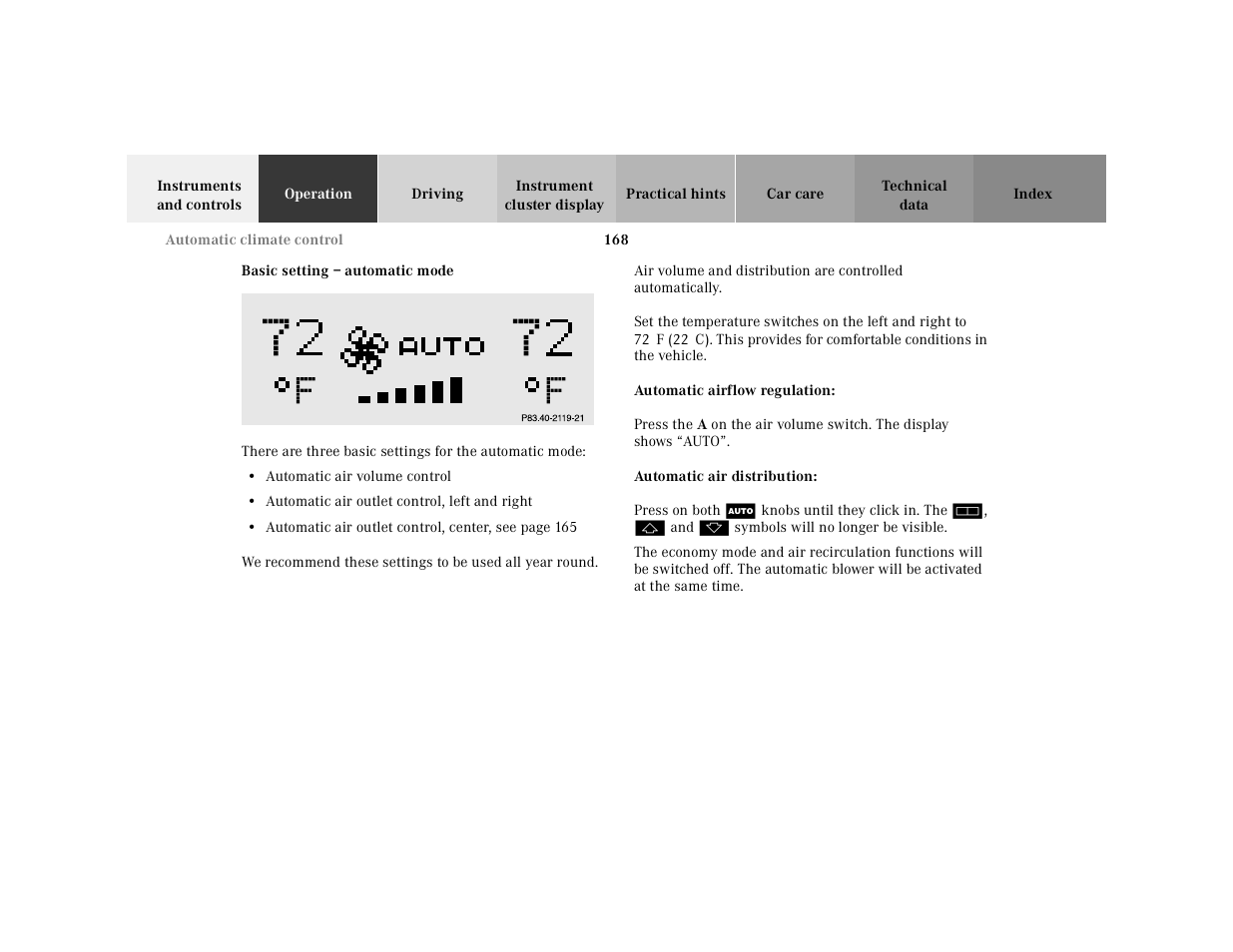 Basic setting | Mercedes-Benz 2001 CL 600 User Manual | Page 171 / 424