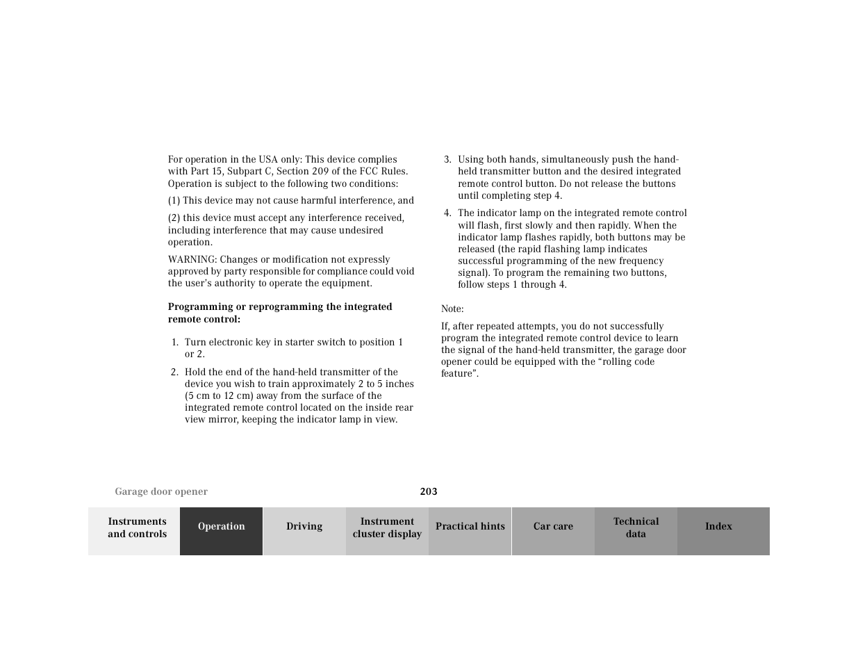 Mercedes-Benz 2001 CL 600 User Manual | Page 206 / 424