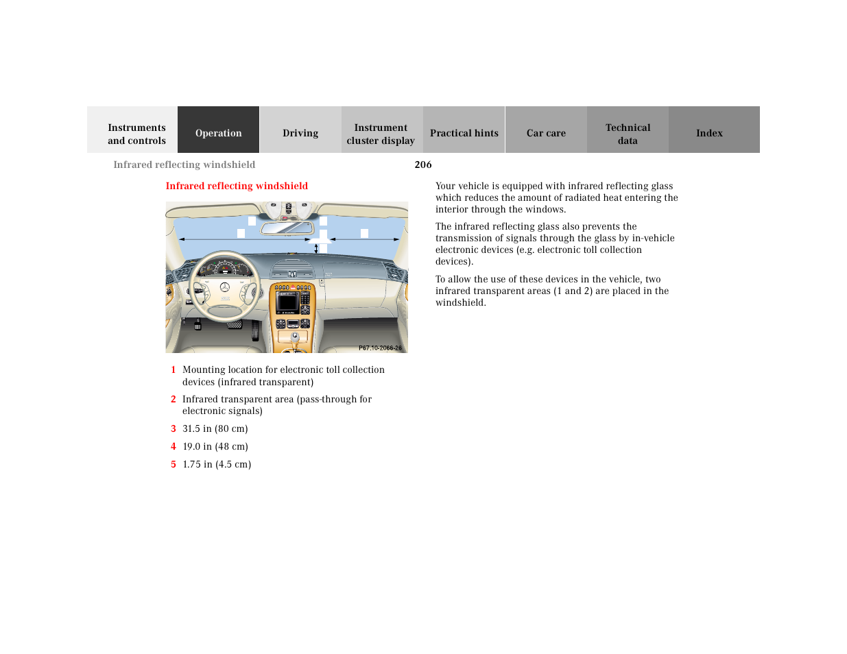 Infrared reflecting windshield | Mercedes-Benz 2001 CL 600 User Manual | Page 209 / 424