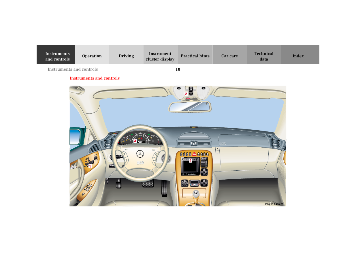 Instruments and controls | Mercedes-Benz 2001 CL 600 User Manual | Page 21 / 424