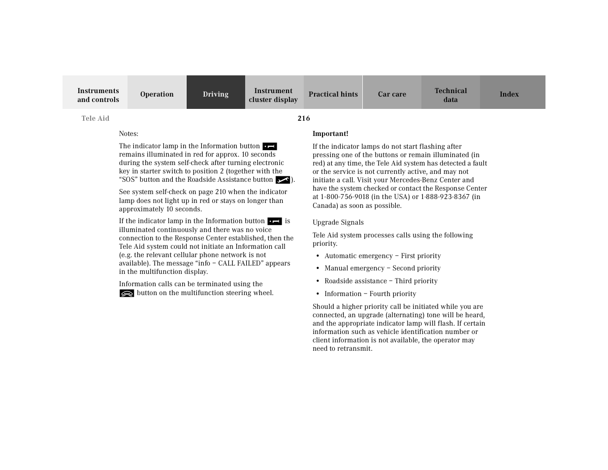 Mercedes-Benz 2001 CL 600 User Manual | Page 221 / 424
