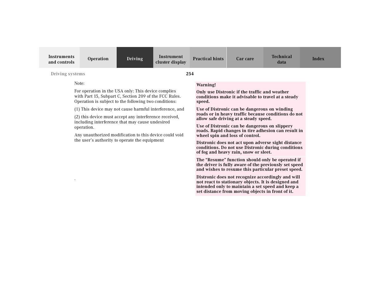 Mercedes-Benz 2001 CL 600 User Manual | Page 259 / 424