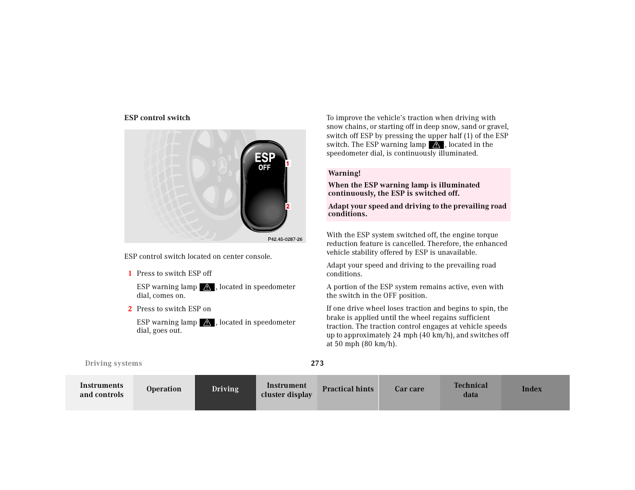 P42.45-0287-26 | Mercedes-Benz 2001 CL 600 User Manual | Page 278 / 424