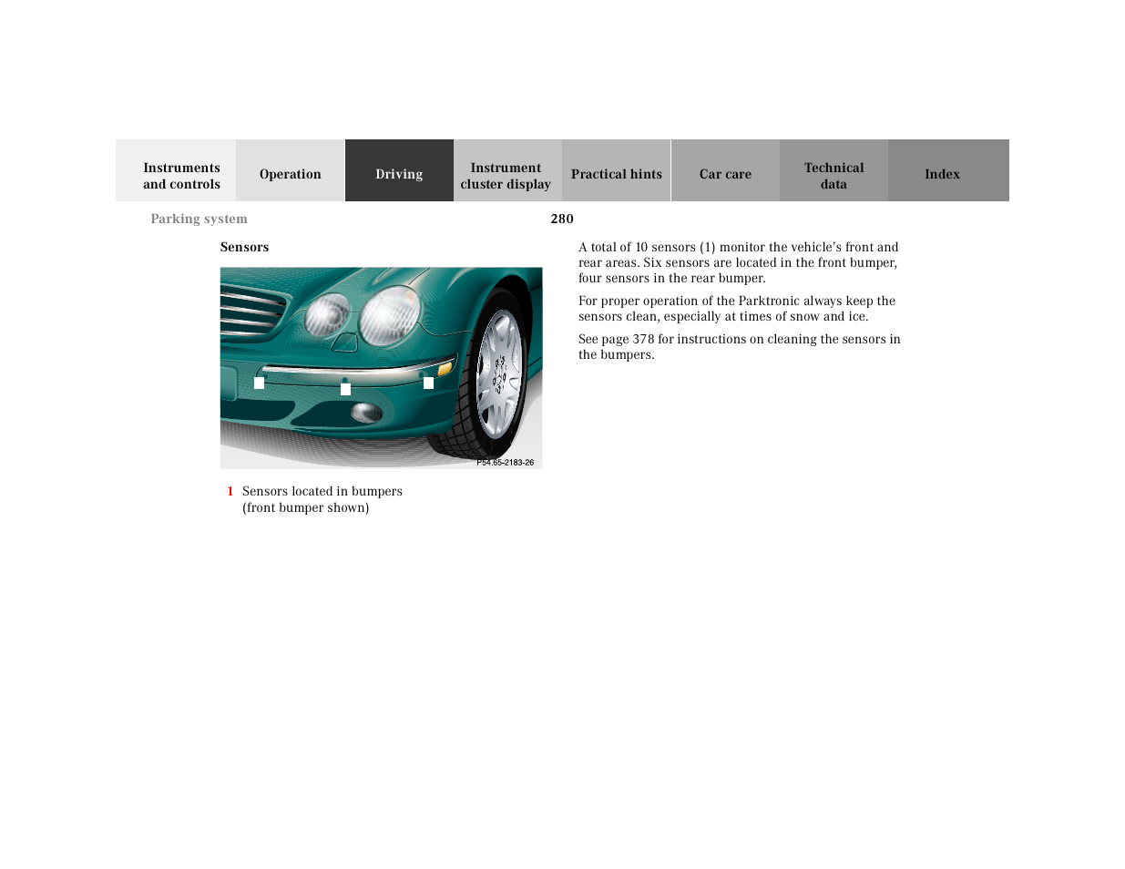 P54.65-2183-26 | Mercedes-Benz 2001 CL 600 User Manual | Page 285 / 424