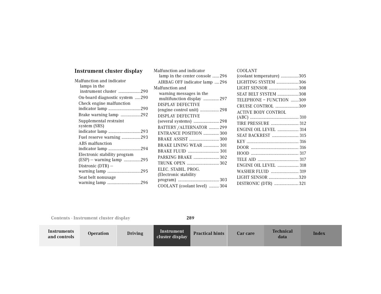 Mercedes-Benz 2001 CL 600 User Manual | Page 295 / 424