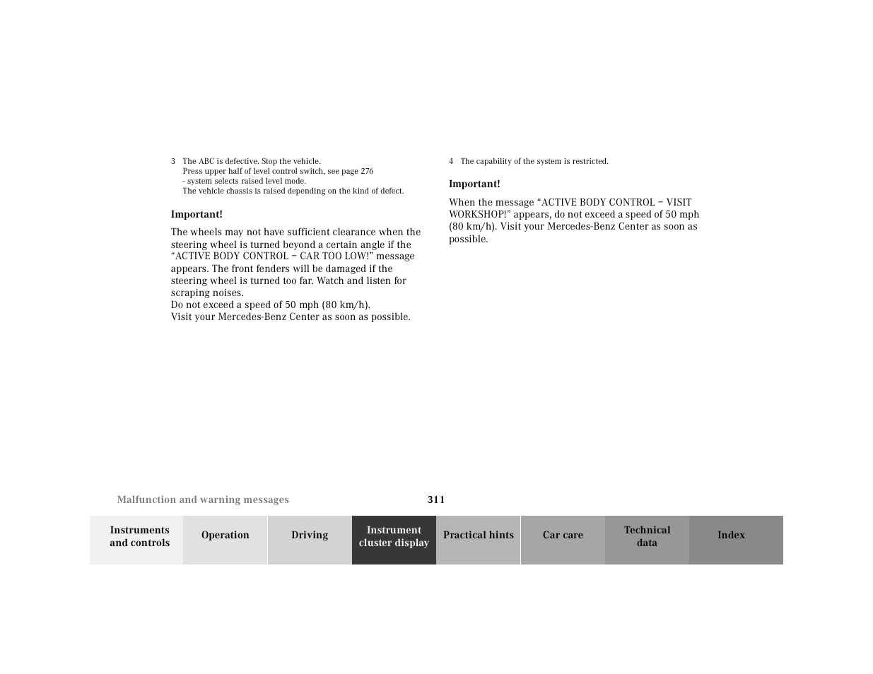 Mercedes-Benz 2001 CL 600 User Manual | Page 317 / 424