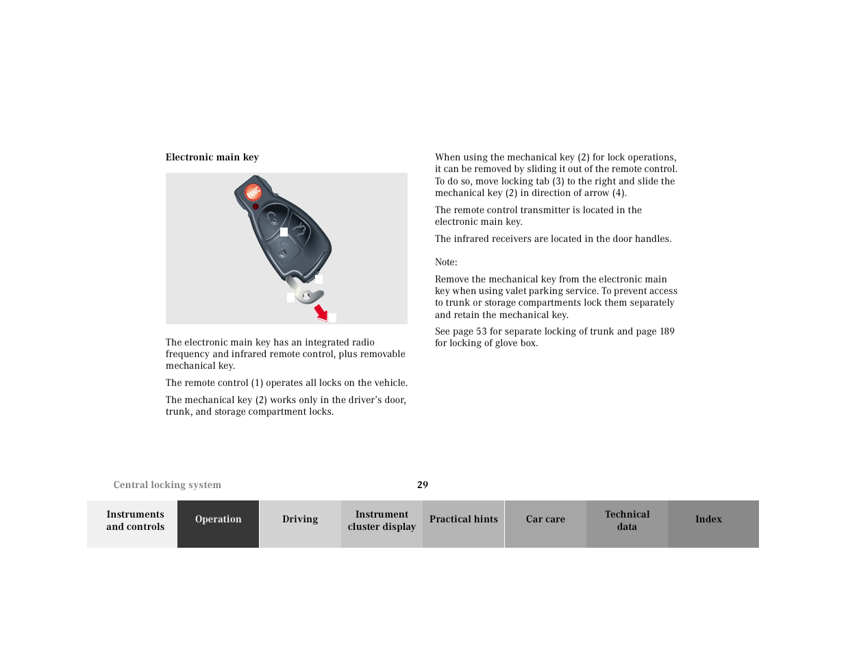 Electronic main key | Mercedes-Benz 2001 CL 600 User Manual | Page 32 / 424