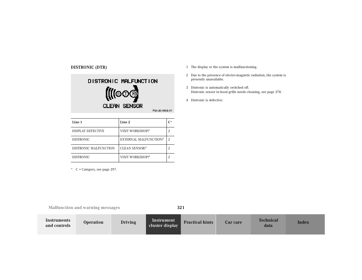 Distronic (dtr) | Mercedes-Benz 2001 CL 600 User Manual | Page 327 / 424