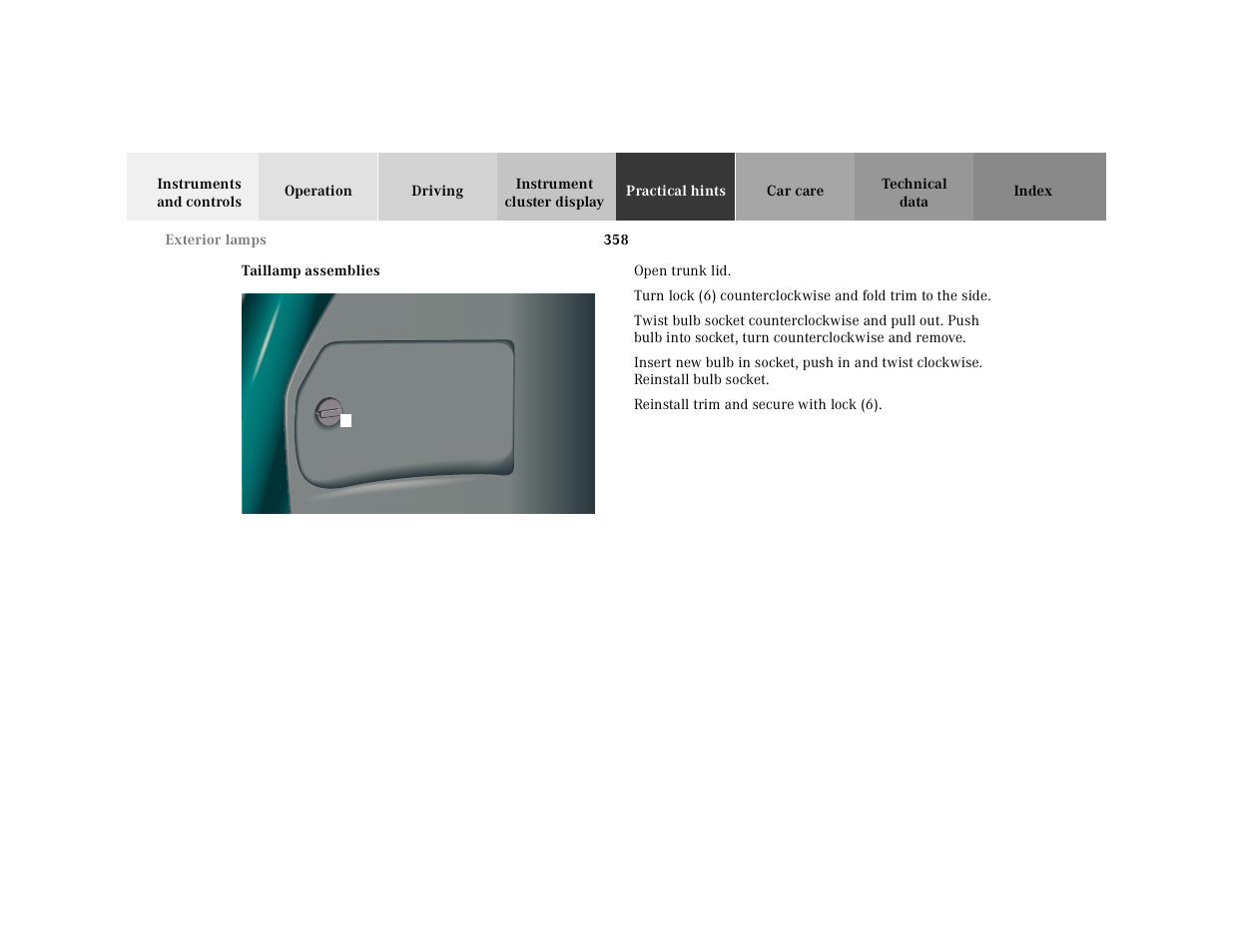 Taillamp assemblies | Mercedes-Benz 2001 CL 600 User Manual | Page 364 / 424