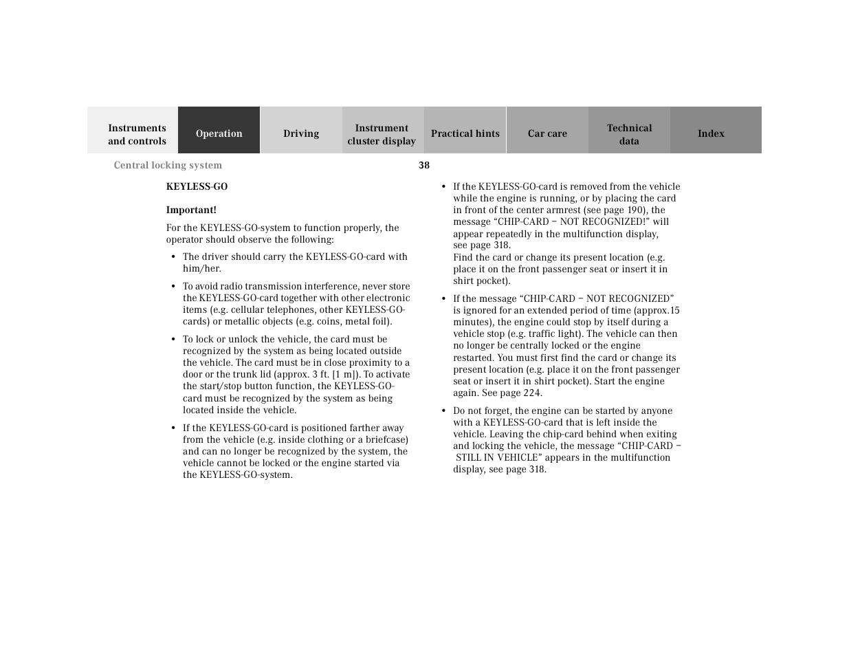 Keyless-go | Mercedes-Benz 2001 CL 600 User Manual | Page 41 / 424