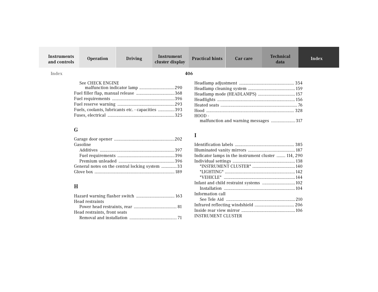 Mercedes-Benz 2001 CL 600 User Manual | Page 412 / 424