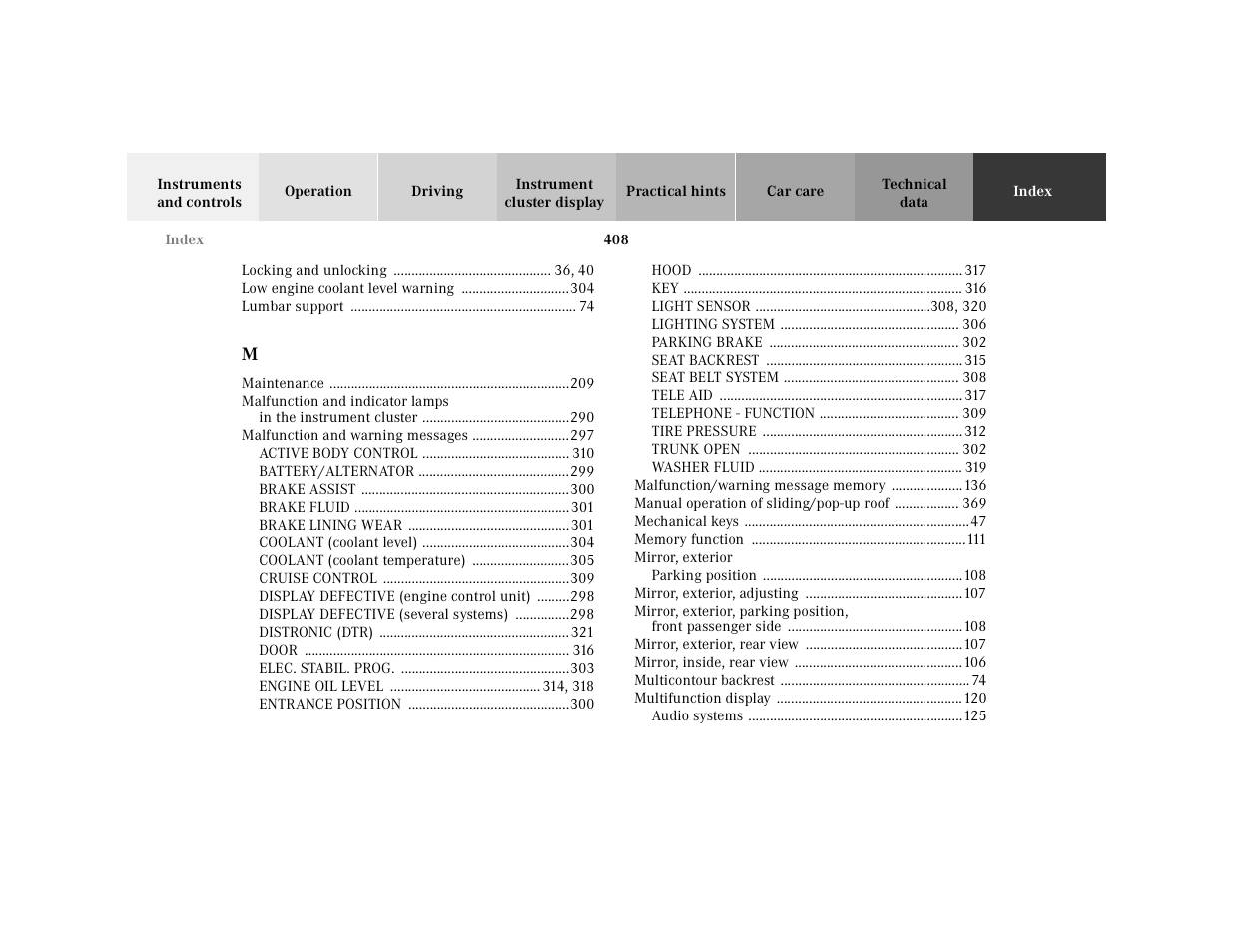 Mercedes-Benz 2001 CL 600 User Manual | Page 414 / 424