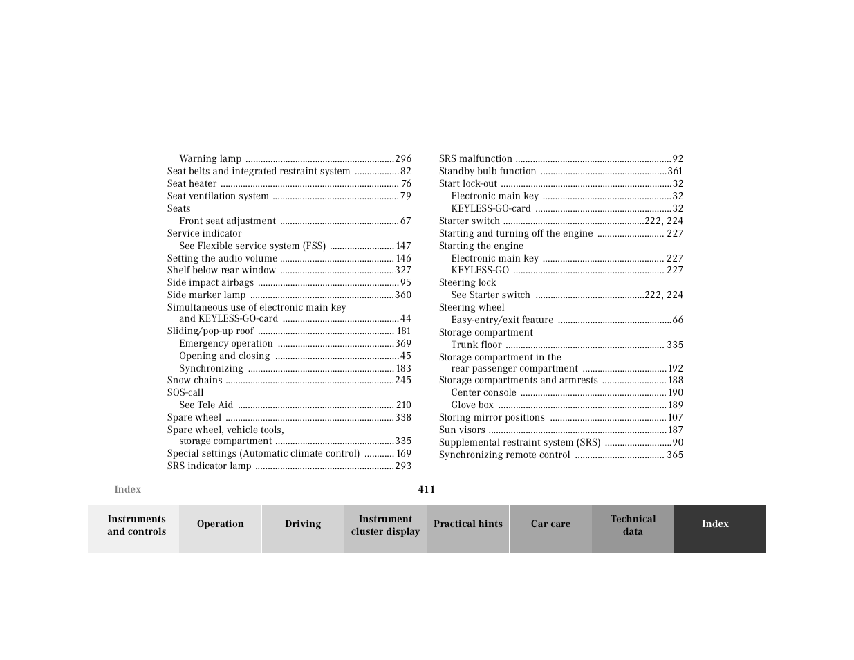 Mercedes-Benz 2001 CL 600 User Manual | Page 417 / 424