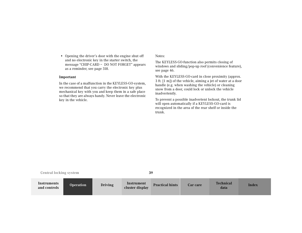 Mercedes-Benz 2001 CL 600 User Manual | Page 42 / 424