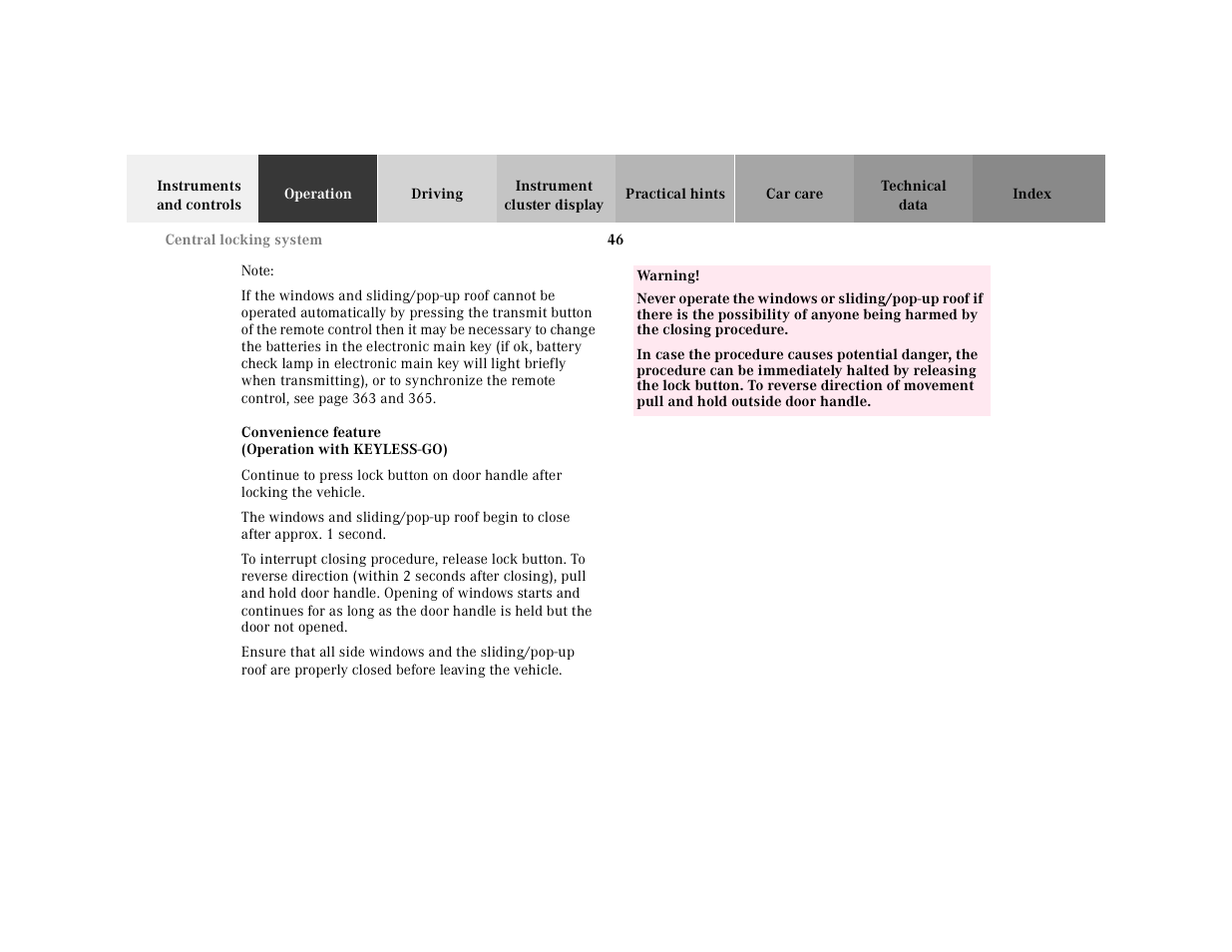 Mercedes-Benz 2001 CL 600 User Manual | Page 49 / 424
