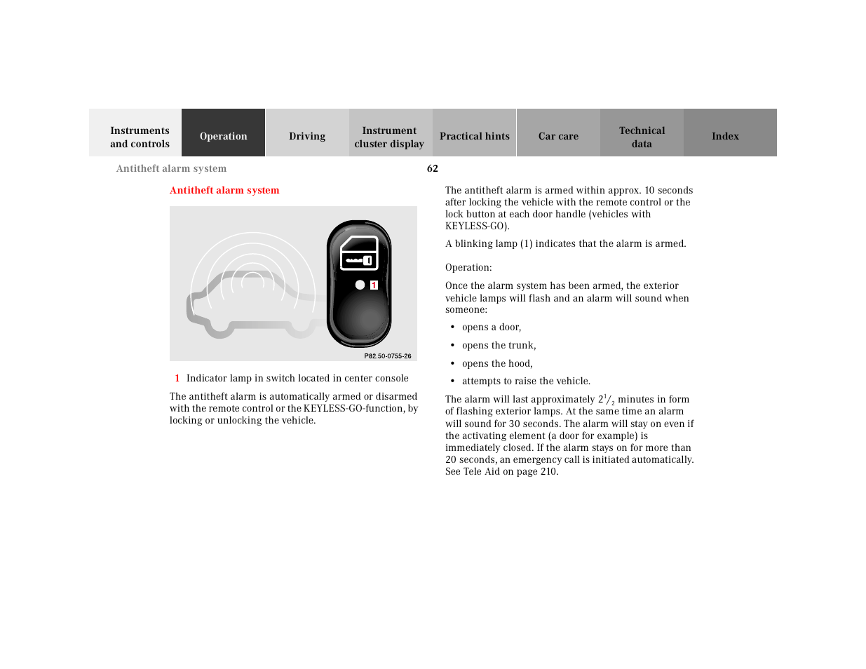 Antitheft alarm system | Mercedes-Benz 2001 CL 600 User Manual | Page 65 / 424