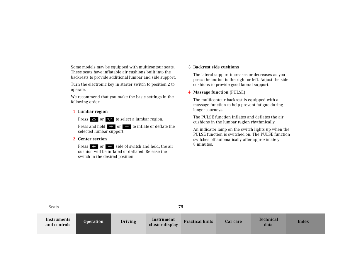 Mercedes-Benz 2001 CL 600 User Manual | Page 78 / 424