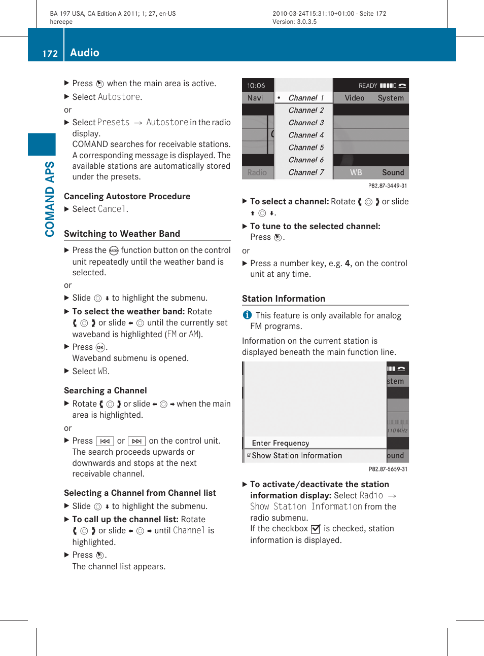 Comand aps, Audio | Mercedes-Benz 2011 SLS AMG User Manual | Page 174 / 436