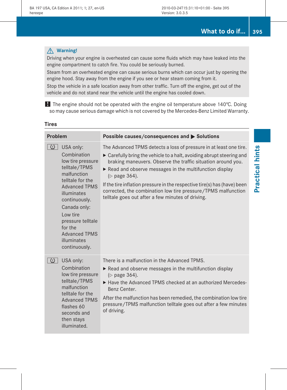 Practical hints, What to do if | Mercedes-Benz 2011 SLS AMG User Manual | Page 397 / 436