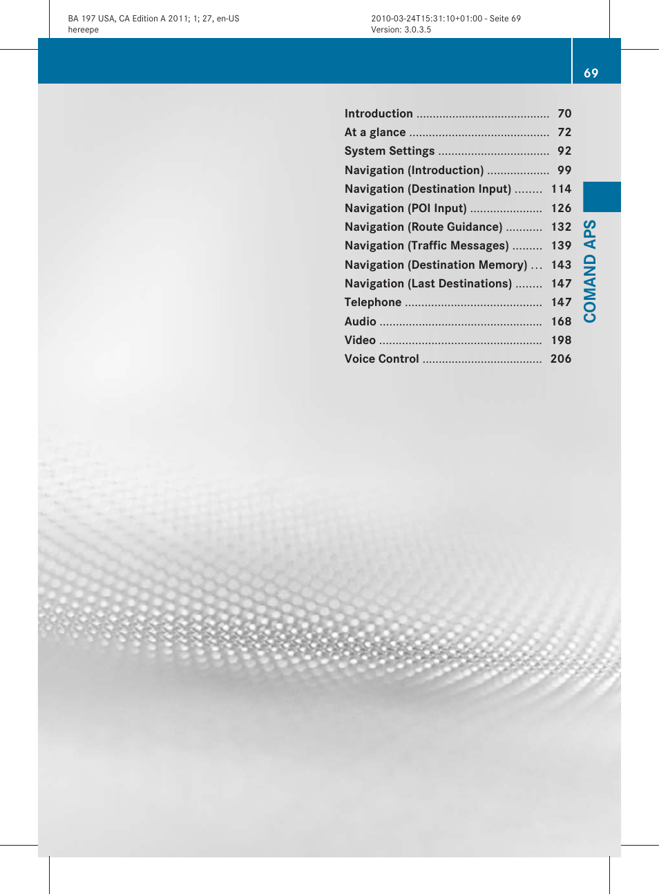 Comand aps | Mercedes-Benz 2011 SLS AMG User Manual | Page 71 / 436