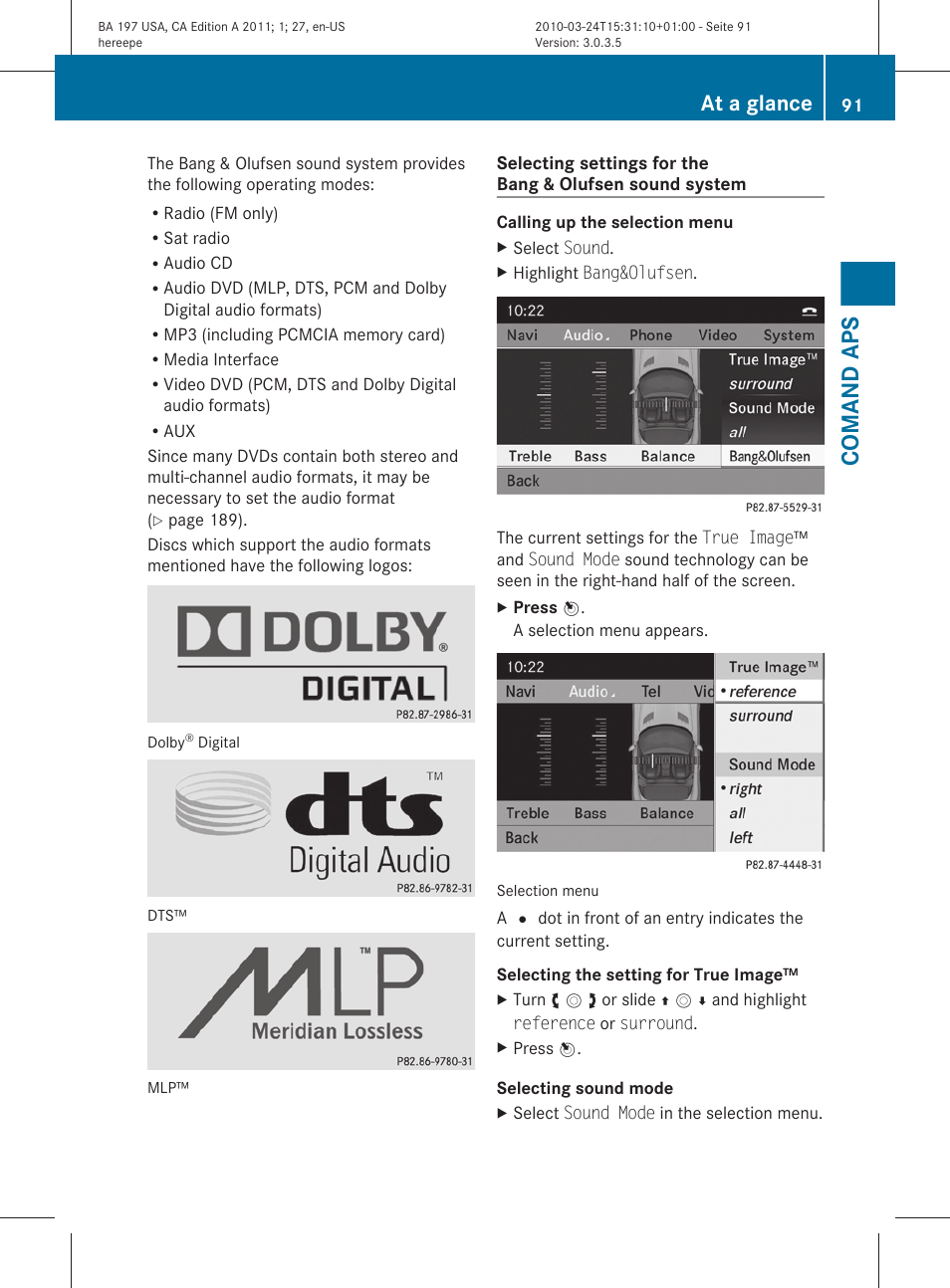 Comand aps, At a glance | Mercedes-Benz 2011 SLS AMG User Manual | Page 93 / 436