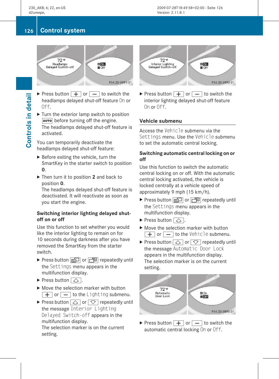 Be switched off, On or off, Controls in detail | Control system | Mercedes-Benz 2011 SL-Class User Manual | Page 128 / 316