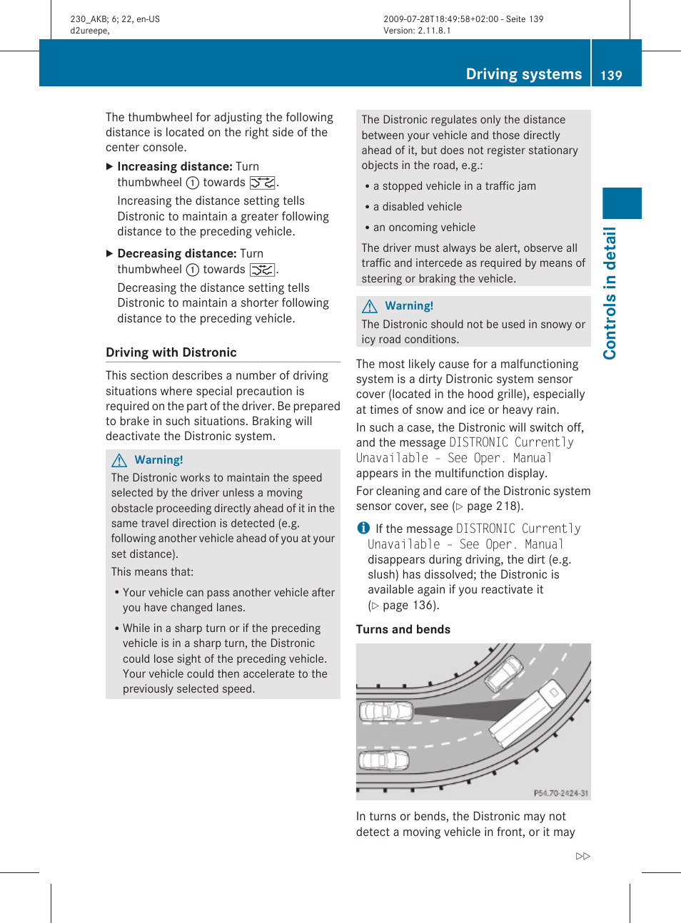 Controls in detail, Driving systems | Mercedes-Benz 2011 SL-Class User Manual | Page 141 / 316