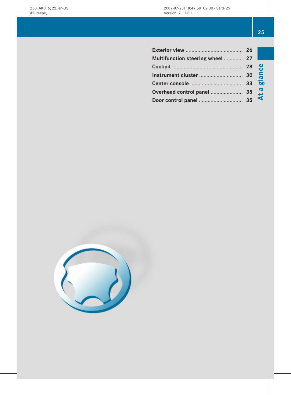 At a glance | Mercedes-Benz 2011 SL-Class User Manual | Page 27 / 316